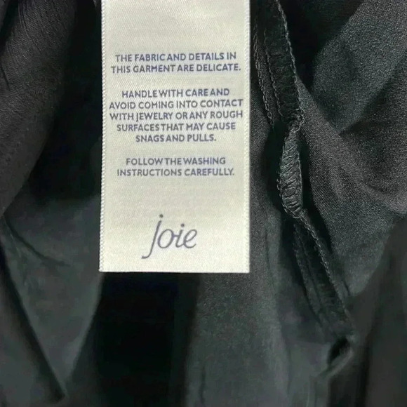 Joie Black Long Sleeve Smocked Neck Top Limited Edition Size L - Picture 12 of 13